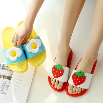 

Summer Female Slippers Bathroom Home Non-slip Slippers Fruit Sandals Women Girls Shoes Casual Slippers Beach Slides