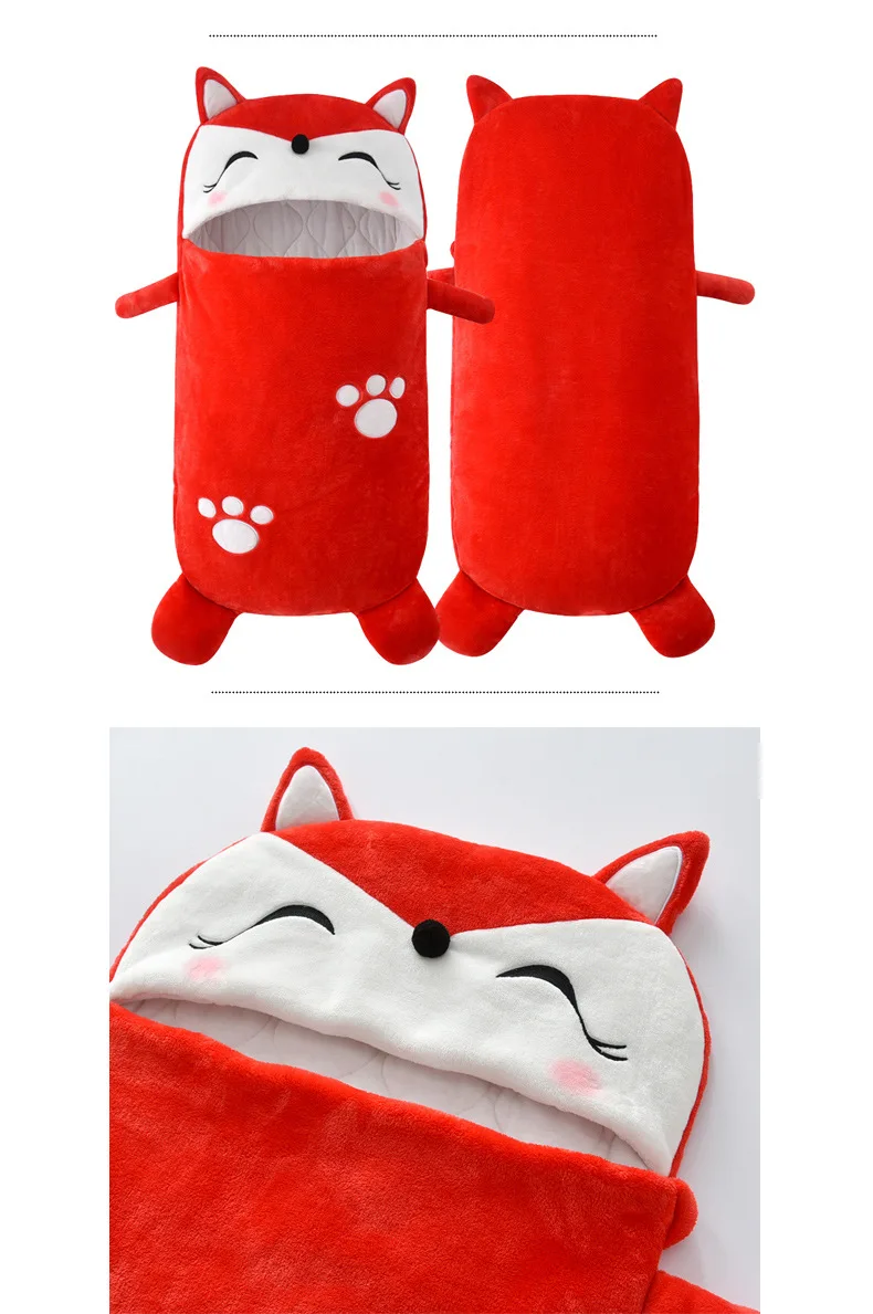 Baby Sleeping Bag Newborns Flannel Cartoon Fox Sleep Bag Kids Winter Sleepsacks Bag Swaddle Baby Envelopes for 0-3 Years