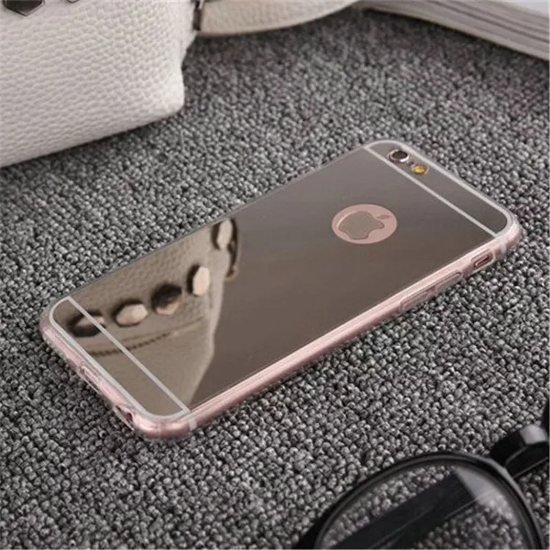 Роскошный зеркальный чехол из ТПУ с силиконовой рамкой для Apple iPhone 6 6S 5 5S SE 7 Plus 4 4S