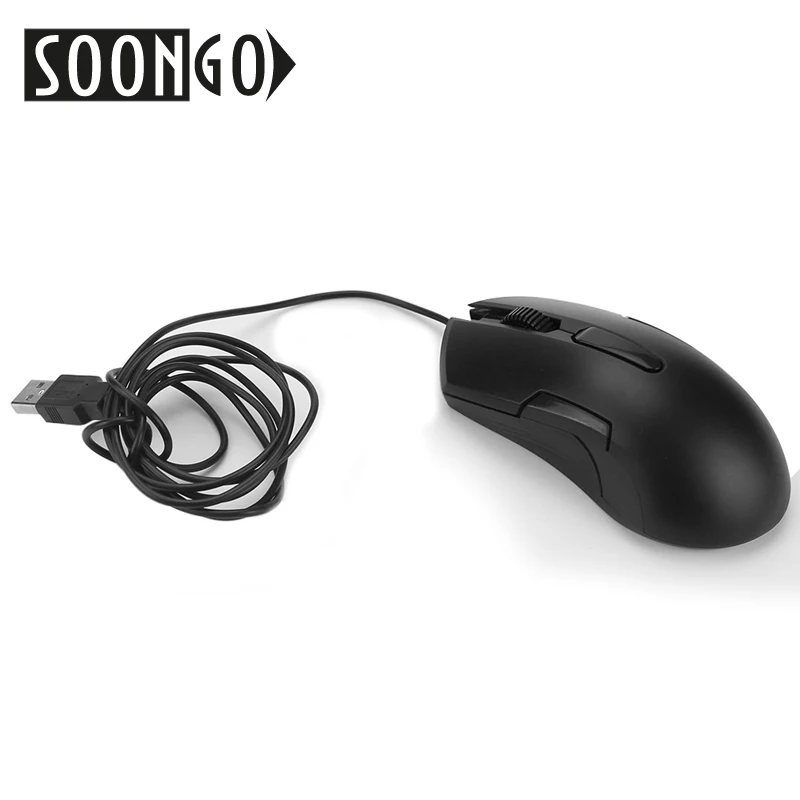 SOONGO Computer Mouse Mini Gaming Black Optical Mouse USB Wired Mice Ergonomics For Gamers Office PC Laptop