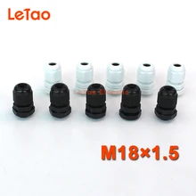 10 шт./лот M18x1.5 нейлон водонепроницаемый кабельный сальник пластиковый разъем IP68 резьбовой входной электрический контакт черный, белый цвет для детей возрастом от 5 до 10 мм