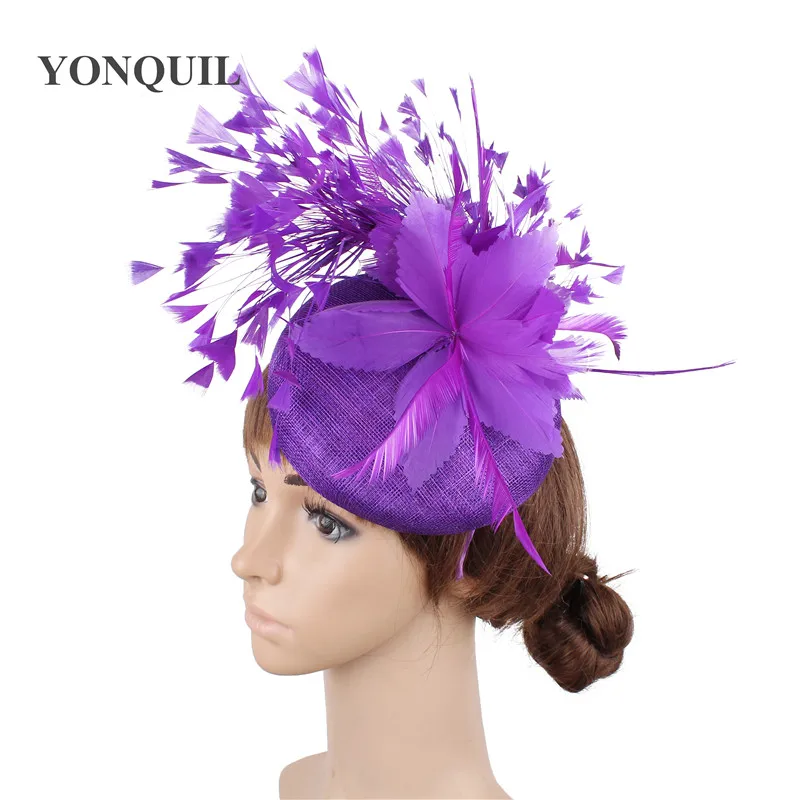 Sinamay fascinators chapeau модные перья шляпы элегантные женские волосы fedora аксессуар дамвечерние Вечеринка чайная гонка головные уборы с зажимами