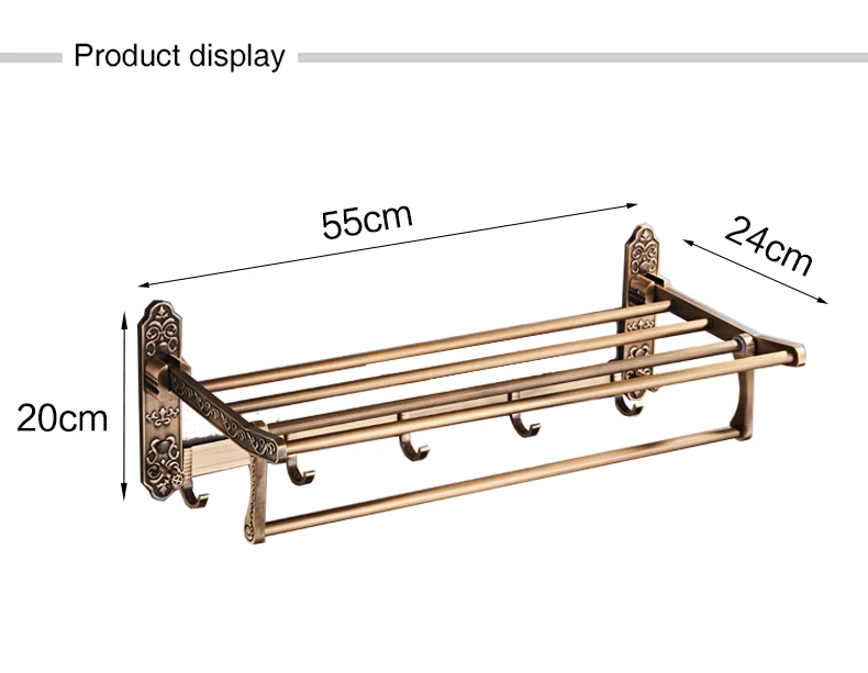 Складывающийся держатель для банных полотенец из белого золота, активный держатель для ванной комнаты, антикварная двойная Полка для полотенец, черный/белый держатель для полотенец
