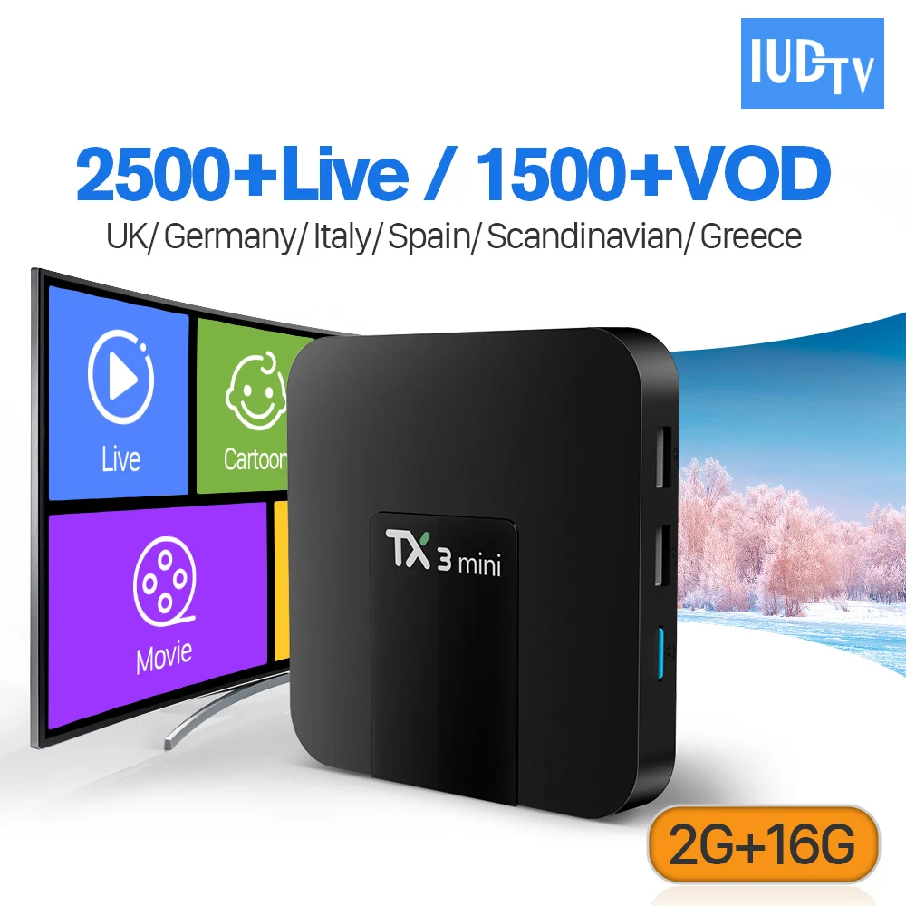 

IPTV Subscription Europe Sweden Italy Spain UK Germany IPTV Box 2500 Live TX3 MINI Smart Android 7.1 TV Box 2G 16G Amlogic S905W