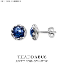 Серьги-гвоздики темно-синий Лотос, Томас Стиль Glam Fashion хорошее Ювелирное Украшение для женщин, Ts подарок из 925 пробы серебра, выгодное предложение