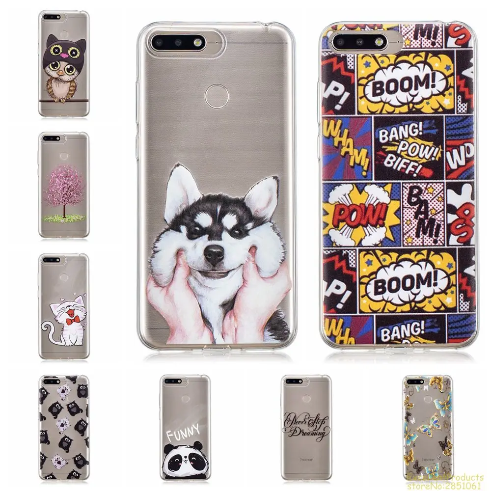 Силиконовый чехол для huawei Y6 2018 fundas hoesje милый забавный мультфильм с рисунком