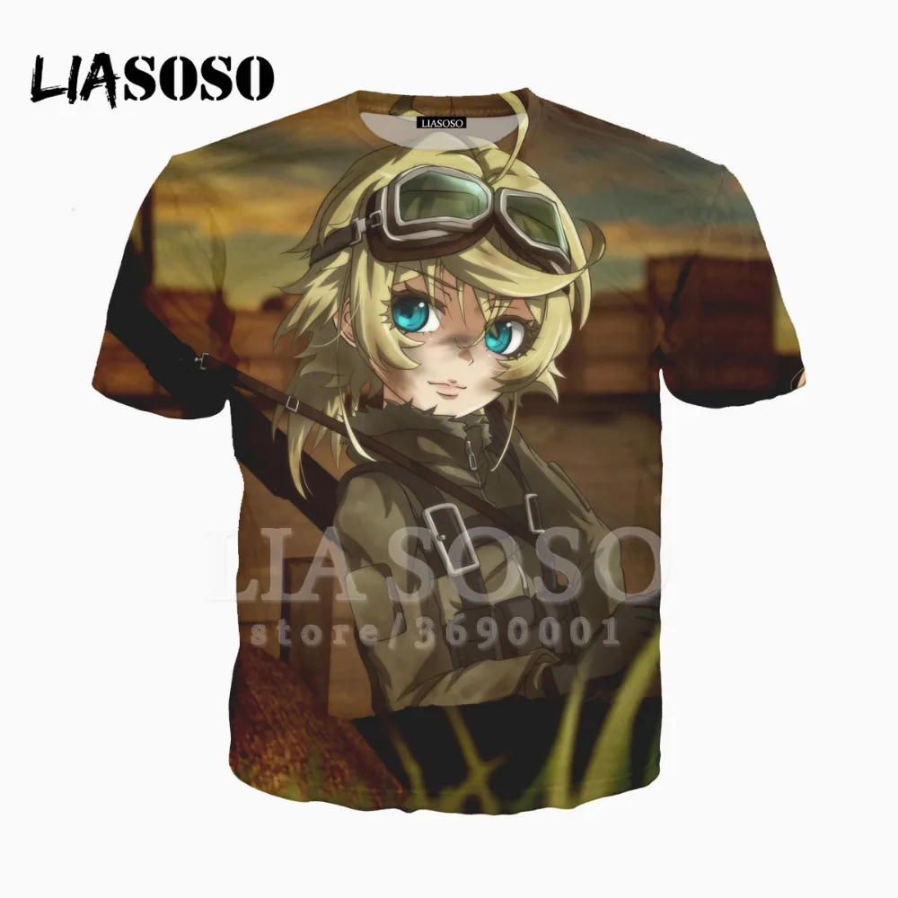 Женская и мужская футболка с 3D принтом LIASOSO Youjo Senki Tanya Degurechaff летняя повседневная в