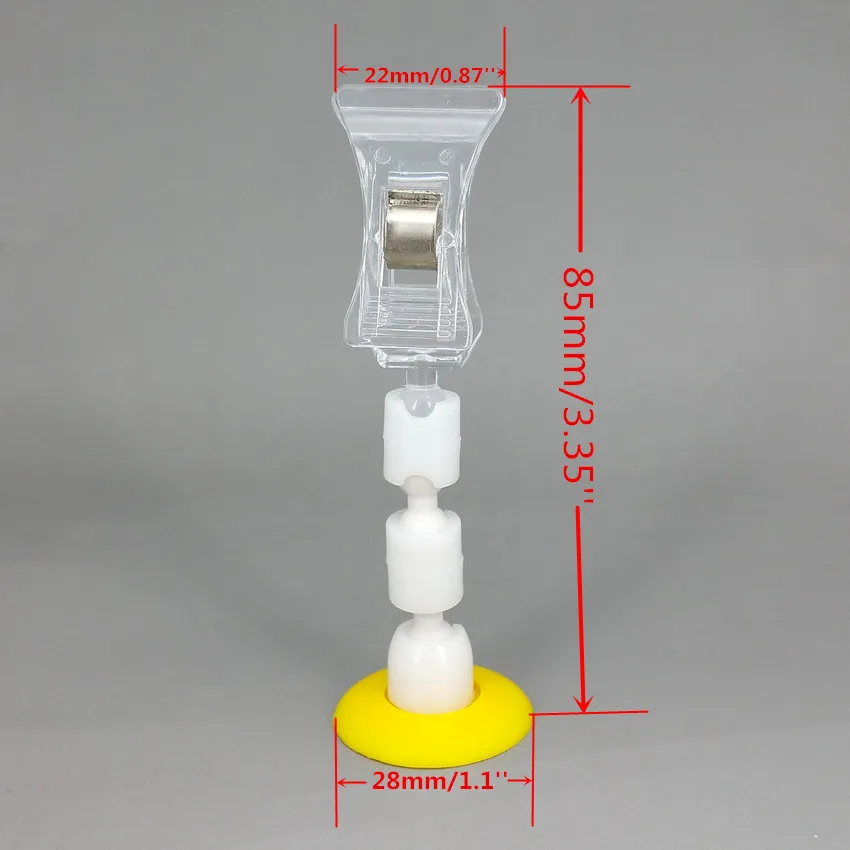 Белый или желтый База dia.28mm поп Пластик держателя карты ценник продвижение Зажимы h85mm для розничного магазина Дисплей знак 30 шт