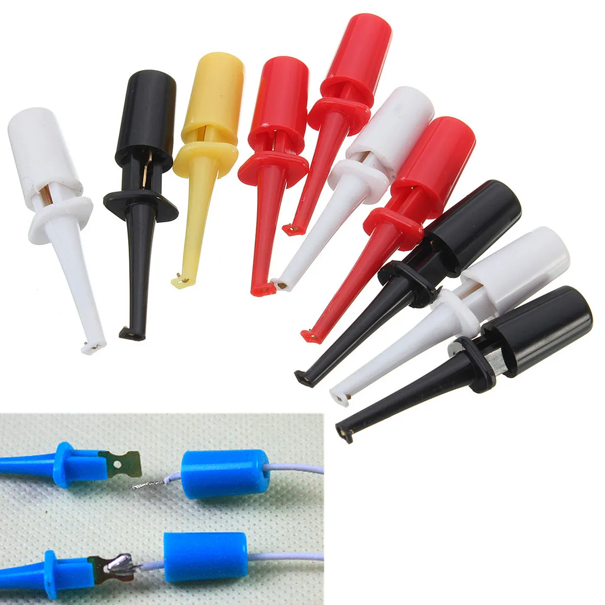 Details about   10x Multimeter Lead Wire Kit Test Hook Clip Grabbers Test SMD SMT Probe BEST 