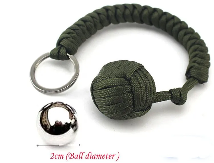 Key chain Outdoor self-defense field emergency survival kit key rings seven-core umbrella hand-woven keychain with steel ball  (1)