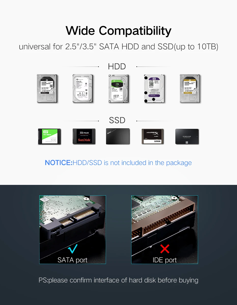 Ugreen HDD чехол 3,5 2,5 SATA для USB 3,0 адаптер внешний жесткий диск Корпус ридер для SSD диск коробка-чехол на HDD HD 3,5 HDD Чехол