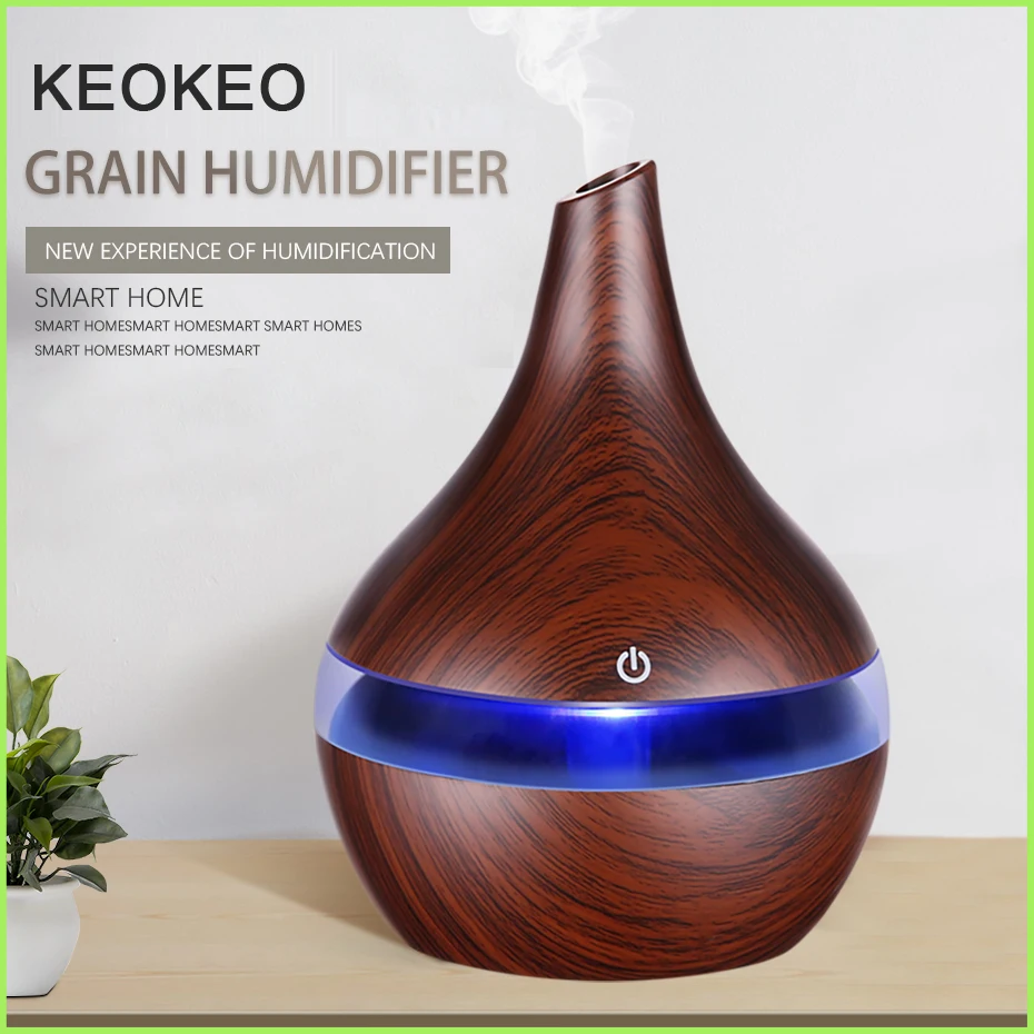 

KEOKEO air humidifier 300ML Aroma essential oil diffuser Usb ultrasonic humidifier diffuser 7 Color LED for home