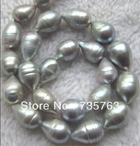 

xiuli 00813 TOP HUGE 18"13-18MM AUSTRALIAN SOUTH GENUINE SILVER GRAY PEARL NECKLACE 14KGP