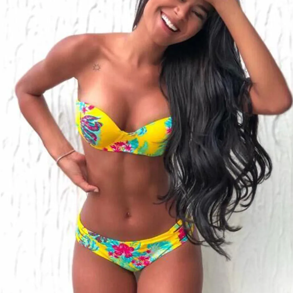 

Sexy Bikini Women 2019 Summer Swimsuit Brazilian High Waist Bikini Push Up Girls Floral Print Swimming pool Z530