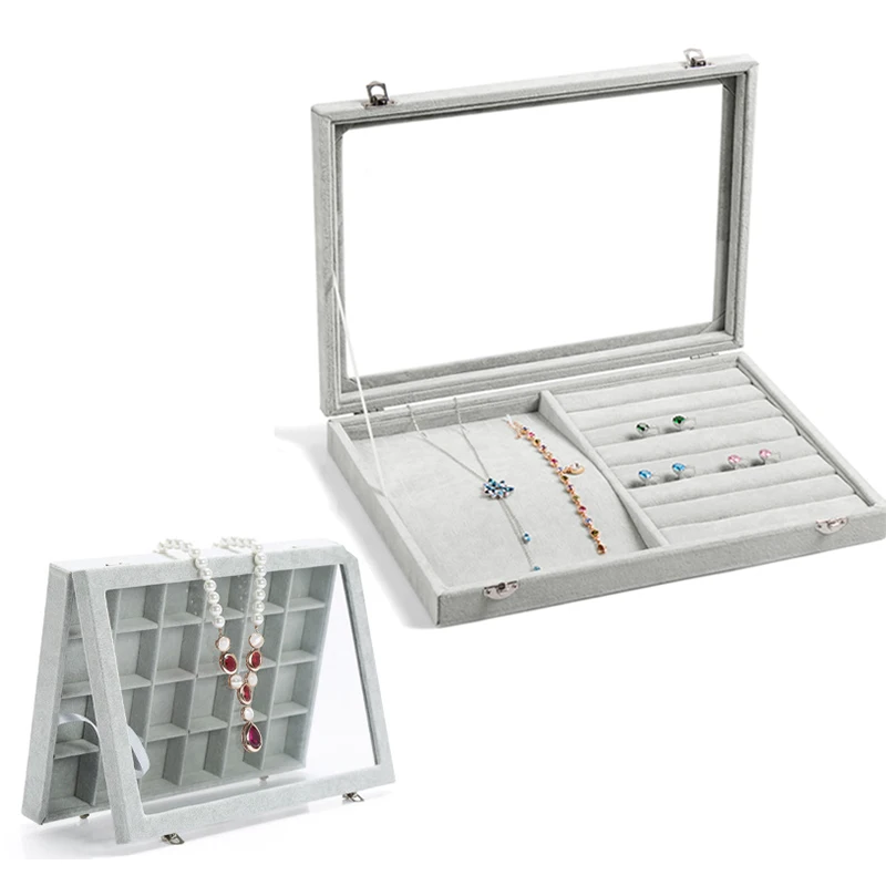 

New Velvet Jewelry Organizer Box For Rings Earrings Necklaces Display Storage Case Makeup Bracelet Holder Jewelery Gift Women