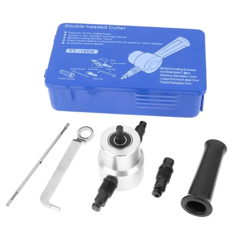

1 Set Metal Cutting Double Head Sheet Cutting Nibbler Saw Cutter Tool Sets Drill Attachment Cutting Tools Accessories