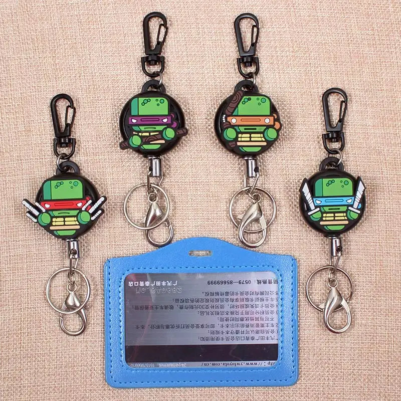 

Cartoon Tortoise Heros Retractable Badge Holder Reel Exhibition Enfermera Students Boys Name PU Card Hospital Office Chest Card