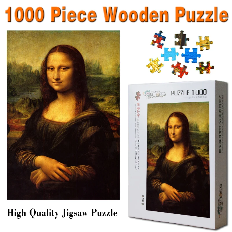 Mona Lisa 1000 штук деревянные пазлы известная картина маслом Leonardo da VInci для взрослых