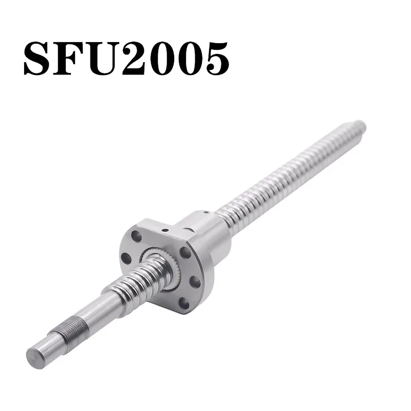 

SFU2005 650 700 750 800 850 900 1000 mm ball screw with flange single ball nut BK/BF15 end machined CNC parts