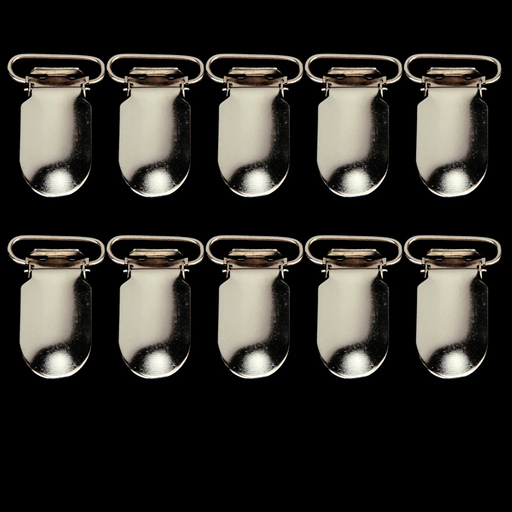 10 Pieces Iron Pacifier Suspender Clips for Pacifier Holders Bib Clips Toy Holder Accs 1.5 Inch
