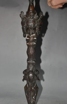 

14" Tibet Buddhism bronze Dorje Vajra Phurpa Dagger Horse Elephant God statue