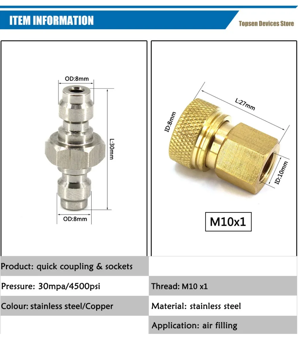 PCP ВВС Пейнтбол пневматический M10x1 утолщенной медь Quick Disconnect и мм 8 мм двойной конец штекер муфта розетки 2 шт./компл./