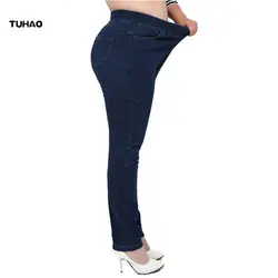 Высокая Талия Femme Джинсы Плюс Размеры 7XL 6XL 5XL 4XL узкие брюки 2019 весенние повседневные женские джинсы брюки джинсовые штаны YH01