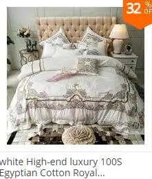 Sale Champagne Blue White Luxury Royal Embroidery 100S Egyptian Cotton Palace Bedding Set Duvet Cover Bed sheet/Linen Pillowcases 1