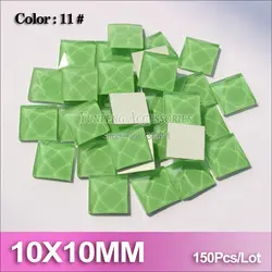 Светло-зеленый 10x10 мм квадратный Стразы 11 # цвет 150 шт./пакет Flatback Стекло strass использовать DIY для сумки мобильный телефон оболочки