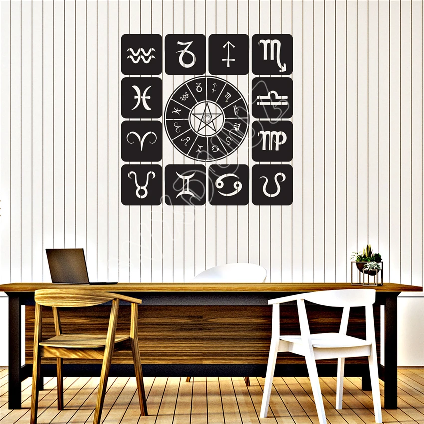 WXDUUZ Vinyl Decal Wall Sticker Zodiac Set Icons Astrological Studio