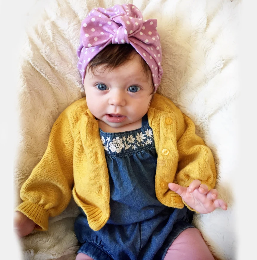 Baby Caps Cotton Dot Pattern Knotted Head Hats Kids Bow Tie India