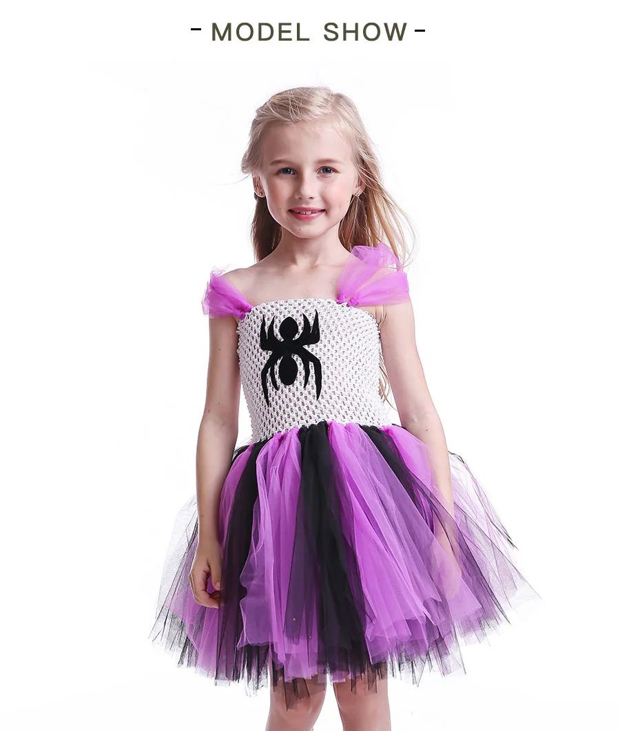 Black Purple Spiderman Inspired Girls Tutu Dress Super Hero Princess Halloween Costume Birthday Party Pageant Ball Gown (5)