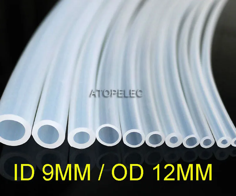 

9*12 Flexible Soft Food Grade Silicone Hose Tube Pipe ID_9mm OD_12mm Transparent Clear