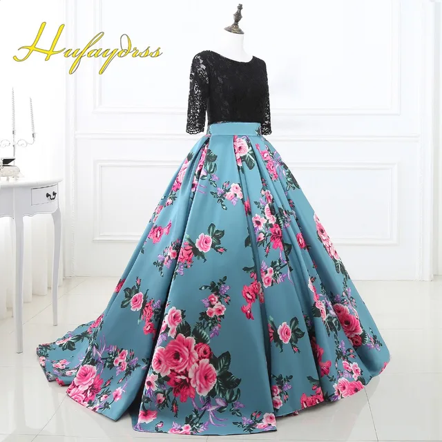 Afghanistan black evening gown with teal accessories for women dress prom