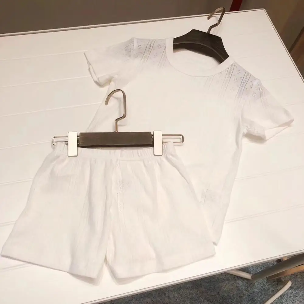 

Kid Clothes Set 2 Pcs White T-shirts Plus Short Pants for Children Summer Casual Clothes Size 2-12Y Sale in early of June