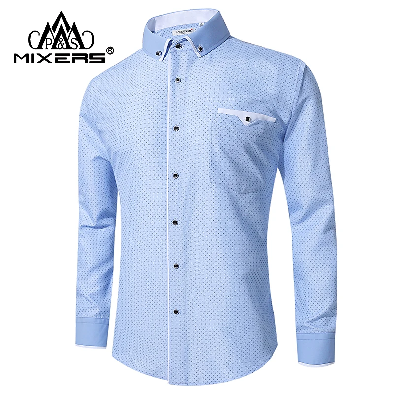 Buy 2018 New Smart Casual Blue Shirt Men Long Sleeve