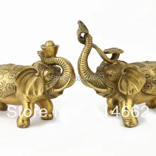 Фэншуй латунь пара Zhao CAI фигурки слонов/фигурки