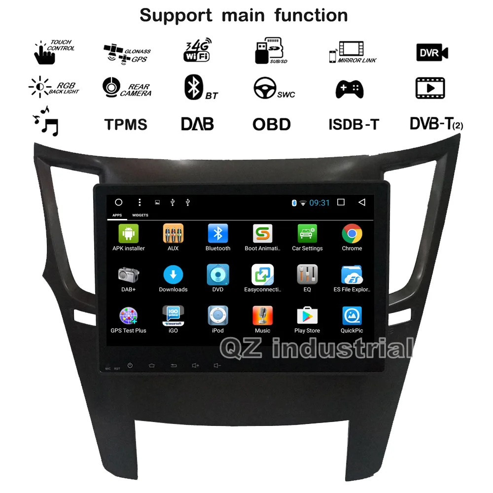 Top QZ industrial HD 10.2" IPS 2.5D Android 8.1 T3 for Subaru Outback Legacy Car Radio dvd player with 3G 4G GPS WIFI Navi Radio RDS 2