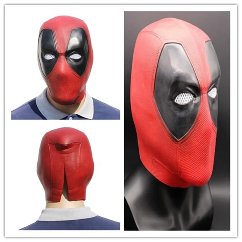 

Masks Halloween Party Performance Funny Movie Deadpool Short Paragraph Latex Headgear Cosplay Bar party Latex caps Deadpool