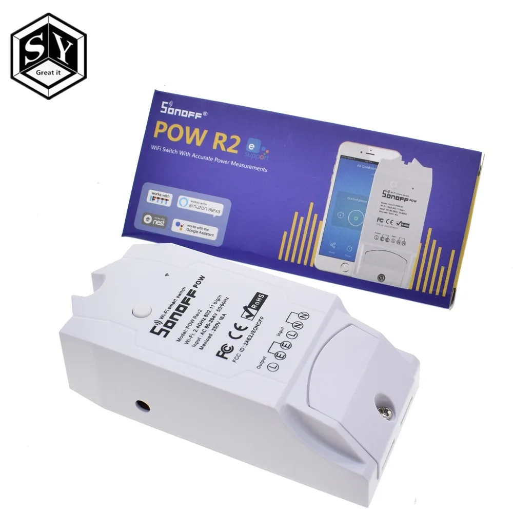 Sonoff 3Pcs Pow R2 15A WiFi Wireless Smart Home Switch Power Measure 