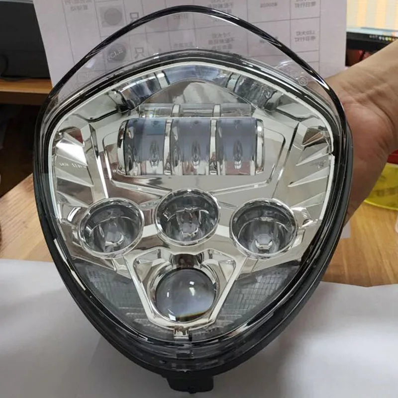 2017 Newest LED Headlight 60W 12V Silver Victory Motorcycle Headlight