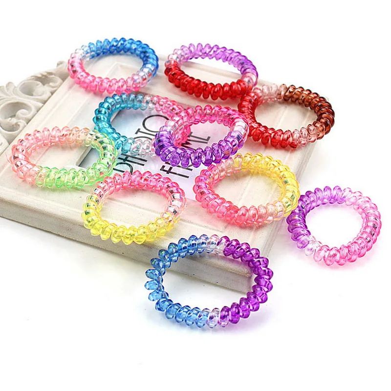 10pcs Gradient Color Elastic Telephone Wire Cord Scrunchies Fashion