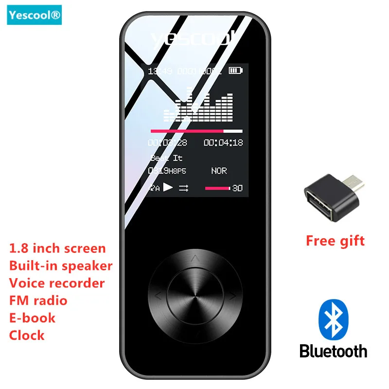 Najtaniej Yescool X2 1.8 Cal odtwarzacz MP3 Bluetooth bezstratny odtwarzacz muzyczny hifi głośnik E book radio FM dyktafon Mini sport walkman