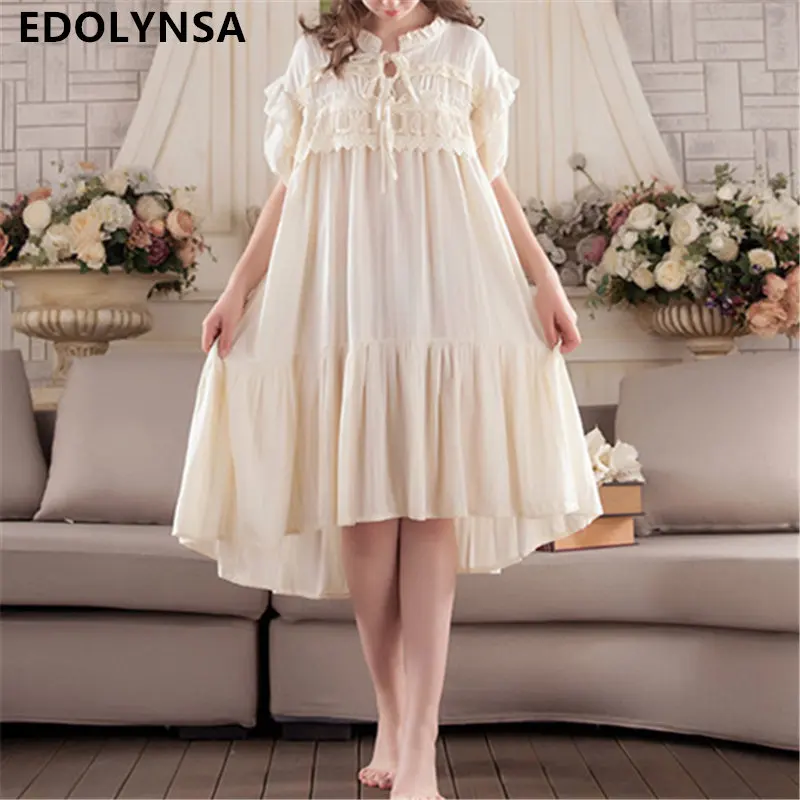 New Arrivals Lace Nightgowns Soft Home Dress Cotton Nightwear Women