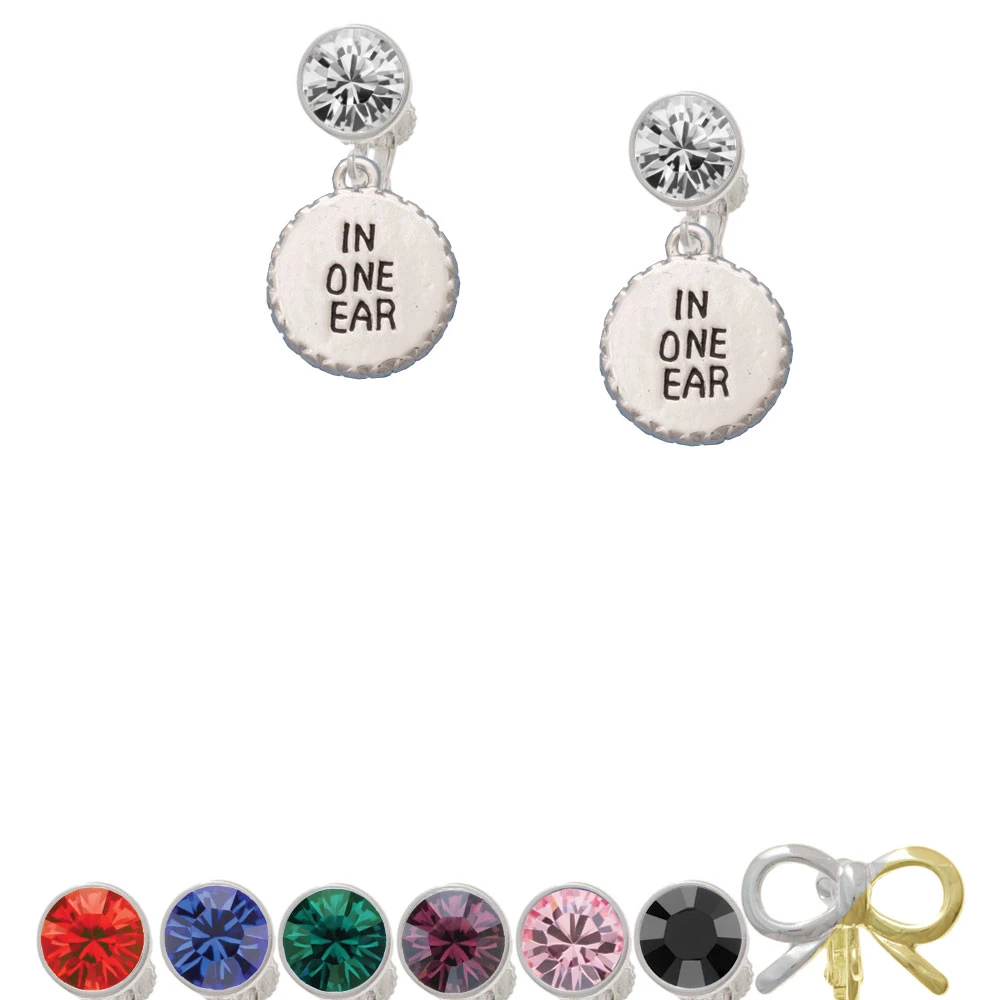 In One Ear ''Out the Other'' Crystal Clip On Earrings