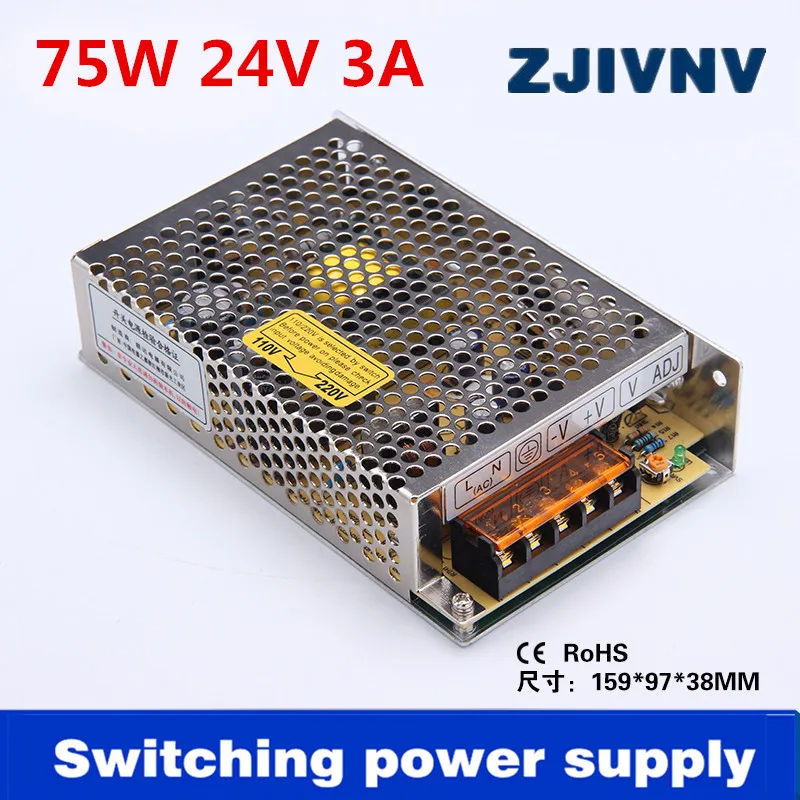 

Switch Power Supply 24V Led Voltage control Transformer Power supply controller 75W 3A AC 100V-240V TO DC 24V for Led Strip