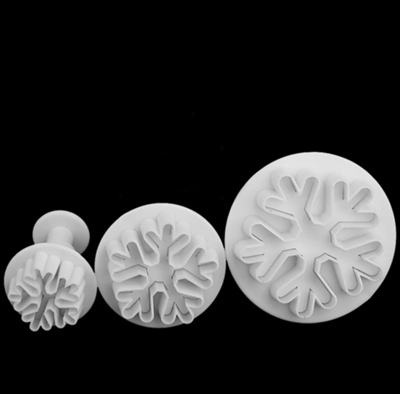 

3pcs snowflake Fondant Cake Decorating Sugar Craft Plunger Cutter Flower Mold cookie biscuits die cutting die cake