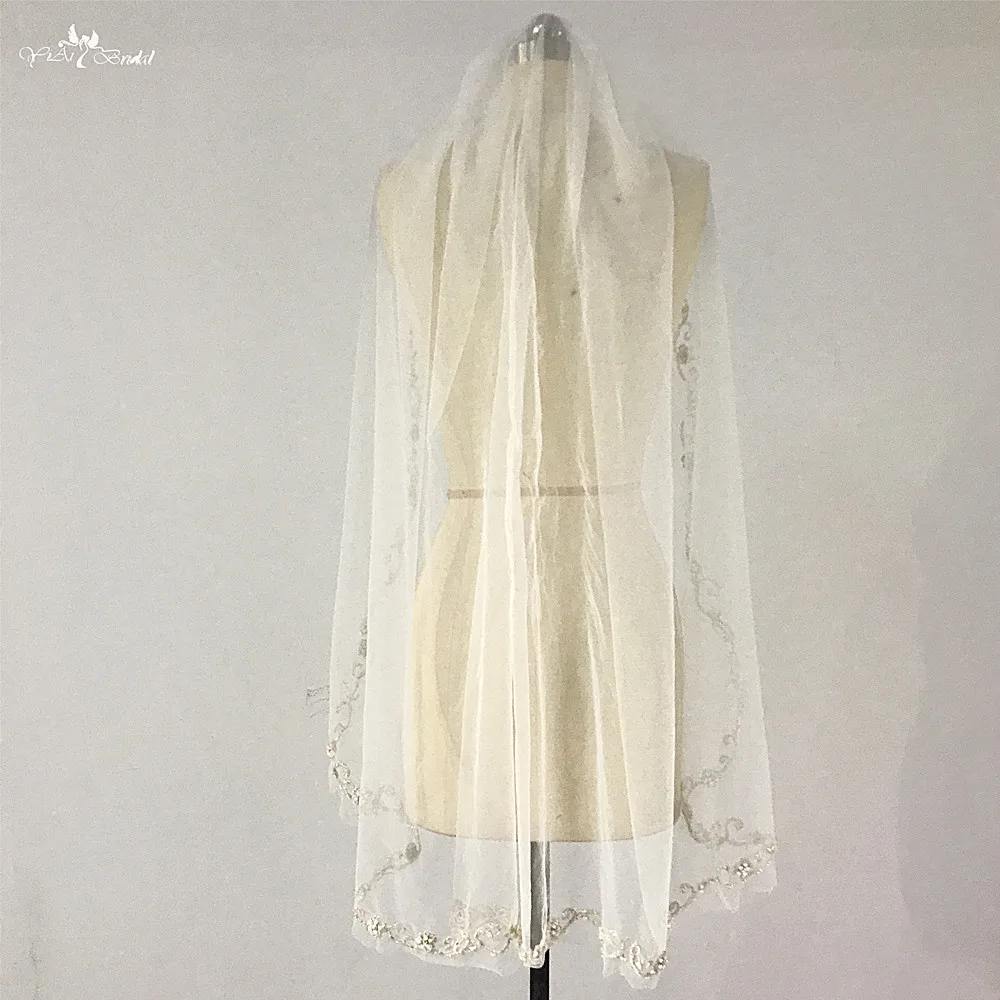 RSV128 Silver Embroidery Bridal Duvak Accesorios Mujer Velo Wedding Veil Short With Comb (4)