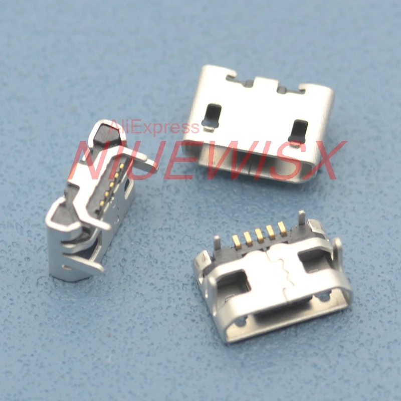 

10pcs Micro USB 5pin no side Ox horn female usb socket Flat mouth four legs socket mini usb connector Free shipping