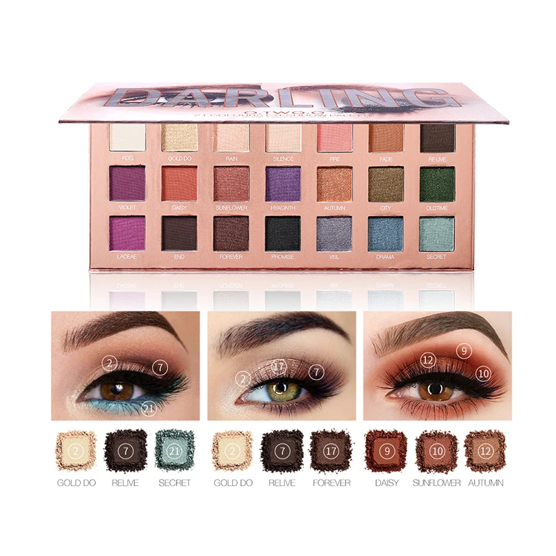 Eye Shadow Pallete 21 Colors Professional Eye Shadow Pigment Matte Shimmer Glitter Powder Eye Make Up Set Cosmetic Tint Tool